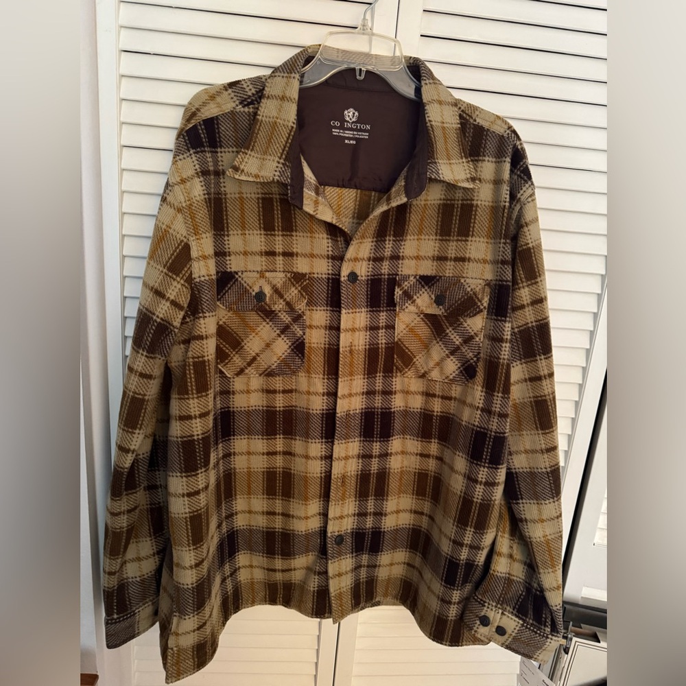 Men's Covington Plaid shacket - Brown and Tan, XL